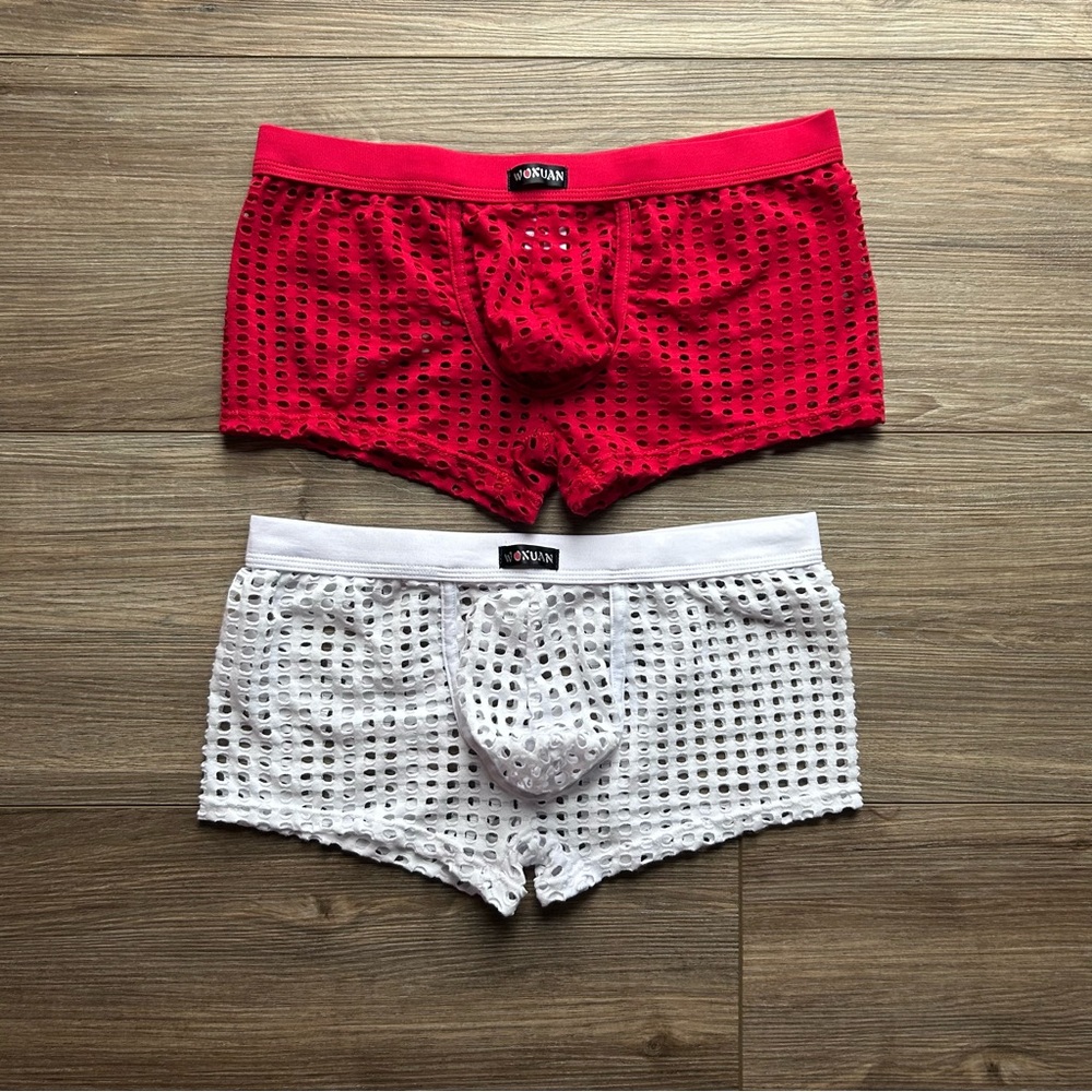SOLD Mesh See Through Boxer Briefs / Trunks in White (Size Small) - Picture 10 of 11